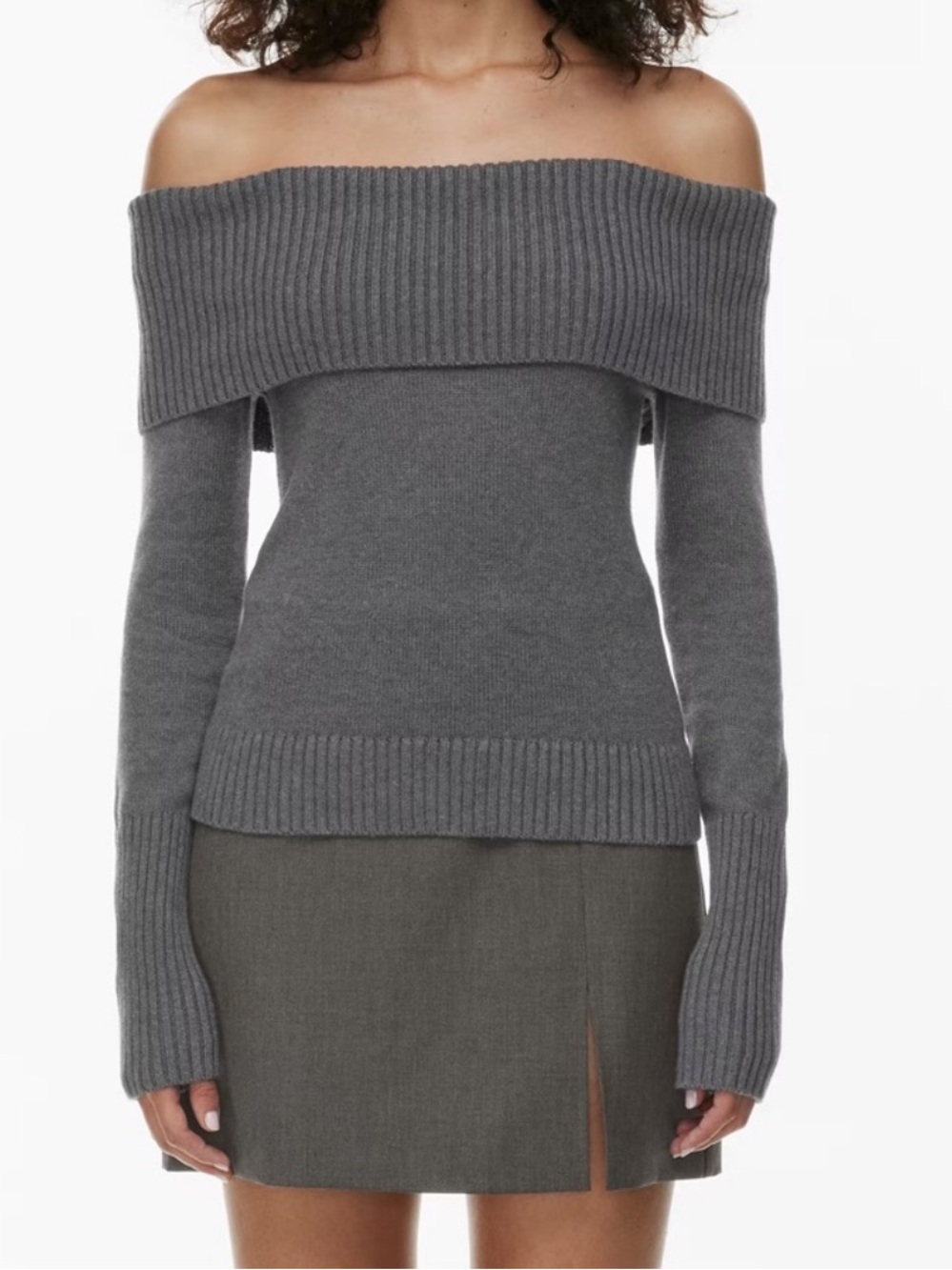 Aritzia Sunday Best Topaz Cotton Cashmere Off The Shoulder Sweater